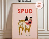 Badly hand drawn custom pet drawing, Hand drawn custom cat drawing,Retro Pet Prints Gift Pet loss, Custom funny pet portrait
