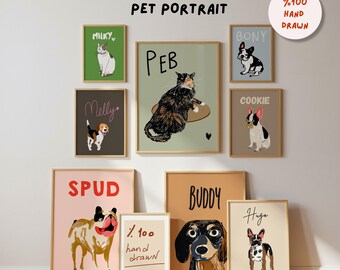 Custom Badly Drawn sketch style Pet Portrait,Custom Funky Pet Portrait,Custom Poorly Drawn Pet Prints Gift Pet loss,Hand-Drawn Pet Art
