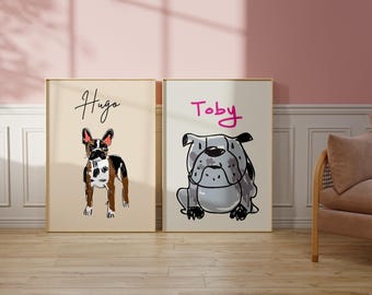 Modern Pet Art,Fun Pet Portrait,Badly drawn Custom Pet Portrait,Simple Pet Art,Trendy Dog Art, Personalized Cat Art Print,Funny Dog Portrait