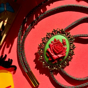 Prickly Rose Patch Maximalist Bolo Tie / Handmade Bolo / Maximalists Bolo Tie / Cowboy Necklace / Western Bolo / Wedding Bolo / Gift for Him image 6