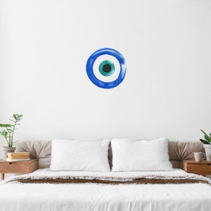 Watercolor Greek Symbol Wall Decal | Hand Painted Evil Eye | Reusable Wall-Safe Fabric |