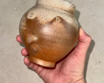 Wood-Fired Stoneware Vase with Shell Markings