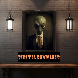 Scary Alien Poster | Digital Download Retro Halloween Art | Sci-Fi Art | Supernatural Creatures | Printable Wall Art