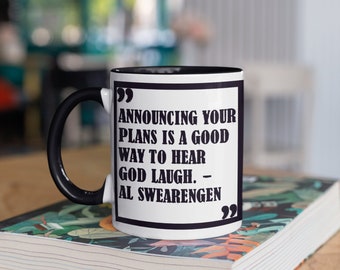 Al Swearengen&#39;s Hear God Laugh Dialogue Two-Tone Coffee Mugs, 15oz | Deadwood Quote Mug | Western TV Cup
