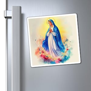 Blessed Virgin Mary Magnet | Catholic Religious Art Fridge Magnet, Marian Devotional Gift | Religious Art Magnet | Christian Artwoprk