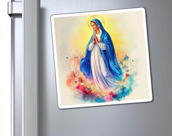Blessed Virgin Mary Magnet | Catholic Religious Art Fridge Magnet, Marian Devotional Gift | Religious Art Magnet | Christian Artwoprk
