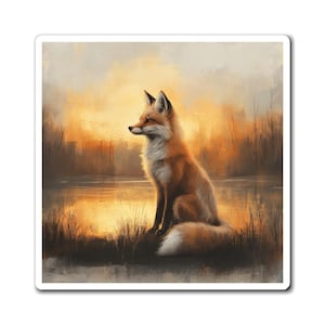 Fox Artwork Vinyl Magnet, Earth Tones, Colorado Artist Nature Art, Fridge Decor, Kitchen Decoration, Wildlife Lover Gift, Animal Lover
