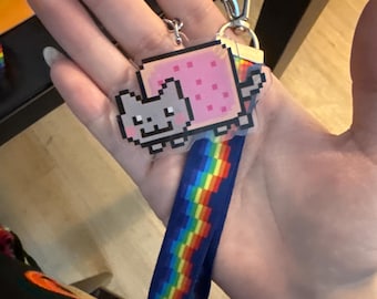 Nyan Cat and Tac Nyan Wristlet Lanyard Keychain