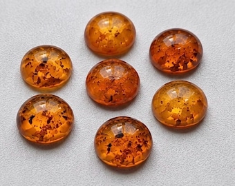Natural Baltic Amber Round Cabochon 5–15mm Genuine Fossil Resin Honey Gemstone