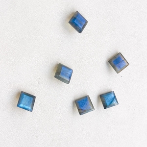 Natural Labradorite Faceted Square Gemstone, Blue Flash Loose Stone, Jewelry Making (5-30mm)
