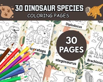 30 Dinosaur Coloring Pages for Kids | 30 Species (PDF Printables)