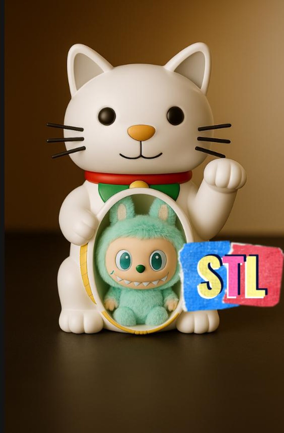 Labubu Cat Labubu Chinese Lucky Cat Holder Maneki Neko - STL Digital File for 3D ...