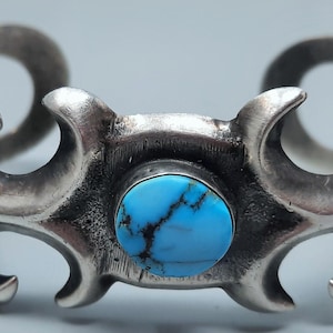 Old Pawn Cast Navajo Sterling Silver and Turquoise Cuff Bracelet