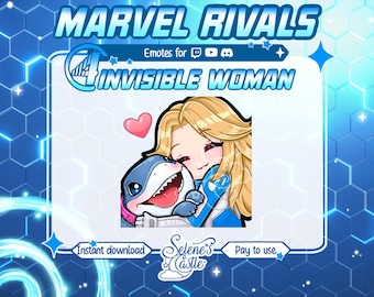 Jeff Hug Invisible Woman Emote for Twitch and Discord | Cute Jeff the Shark Emote | Invisible Woman Twitch Emotes | Marvel Rivals Emotes