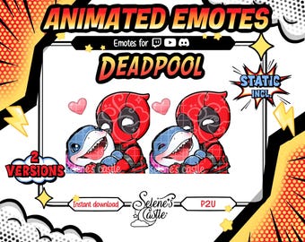 2x ANIMATED Jeff Hug Deadpool Emote for Twitch and Discord | Cute Jeff the Shark Emote | Deadpool Twitch Emotes | Marvel Rivals Emotes