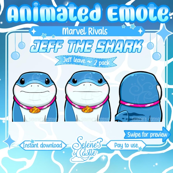 Paquete de 2 gestos animados de Jeff Leave / Gesto de Jeff el tiburón para Twitch y Discord / Tiburón de Meme Land / Gestos de Marvel Rivals / Meme de Jeff Bye
