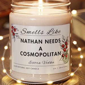 Lustige personalisierte Cosamopolitan Martini-Kerze, Wodka-Liebhaber-Geschenk, Cocktail-Liebhaber-Kerze, Barwagen-Dekor, riecht nach Kerze