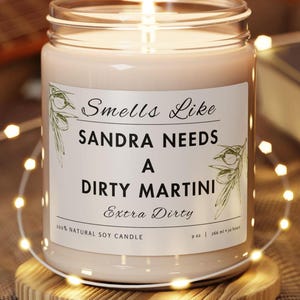 Personalized Dirty Martini Soy Candle |  Martini Lovers Extra Dirty