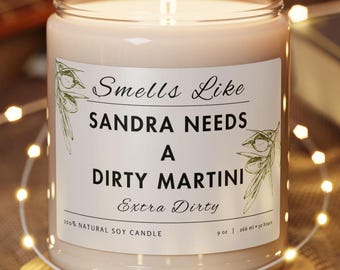 Vela de soja personalizada para Martini sucio: regalo de cóctel para amantes del alcohol, decoración de bar