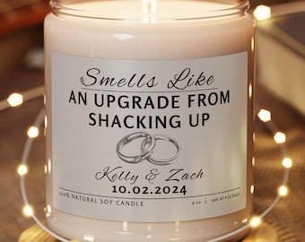 Personalized Funny Wedding Celebration Candle - Smells Like An Upgrade from Shacking Up
