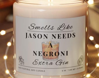 Personligt Negroni Lover-ljus, Alkoholljus, Cocktailljuspresent, Alkoholljus, Estetiskt Anpassat Textljus, Cool Unik Gåva