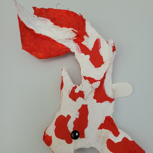 Kawaii Anime Paper Mache Koi Handmade Wall Hanging Art | Unique Japanese Inspired Decor