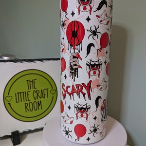Halloween tumbler. Horror lover. Gothic gift. 20oz skinny tumbler. Coffee cup.