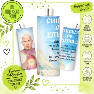 Pitbull Tumbler, Mr Worldwide 20oz Skinny Travel Cup, Funny Music Fan Gift, Stainless Steel Tumbler with Straw