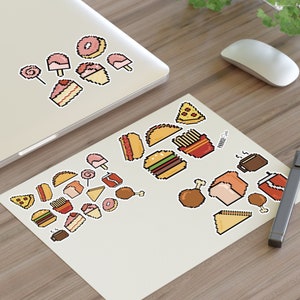 Fast Food Pixel Art Sticker Sheet - 2 Sizes - Fun Retro 1980&#39;s Stickers