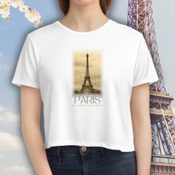 Paris, La Ville Lumiere Women's Flowy Cropped Tee - 2 Colors