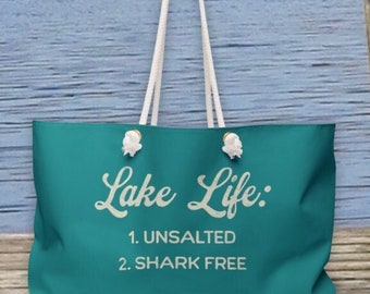 Lake Life-weekendtas - draagtas ongezouten en haaienvrij - grote draagtas voor op het strand