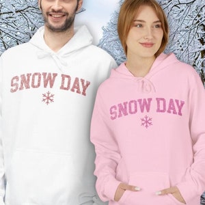 Snow Day Unisex Hoodie - Fleece Winter Pullover Hooded Sweatshirt - Christmas Holiday Sweaters