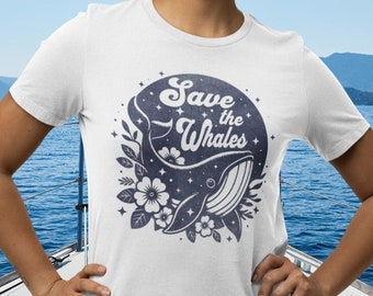 Save the Whales Retro Distressed Tee - Environmental T-shirts - Ocean Lover Gift