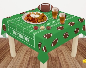 Touchdown Tablecloth for Football Game Day and Super Bowl with Yard Lines