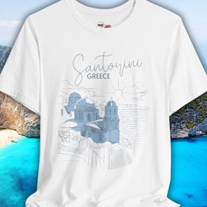 Santorini Greece Unisex Short Sleeve Tee - Distressed Travel Destination T-shirt