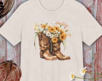 Bottines de cow-girl Stay Wild et t-shirt fleurs sauvages