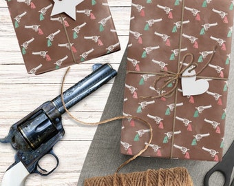 Gun/Pistol Pattern Wrapping Papers - Cowgirl Western Gift Wrap