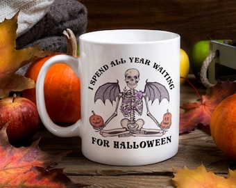 Passei o ano todo esperando pelo Halloween - Caneca de café de cerâmica 11 onças