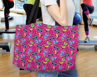 1980's Neon Pattern Weekender Tote or Gym Bag
