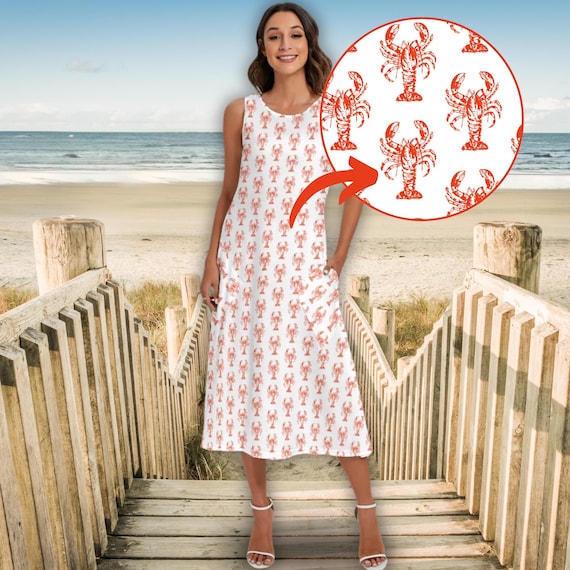 lobster dress Shop Lobster Pink Hand Beaded Midi Dress main image 1