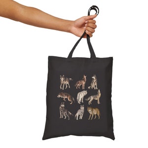Wolf in Watercolor Cotton Canvas Tote Bag - Wolfpack Market Bag - 2 Colors image 10