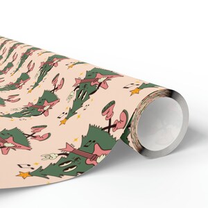 Retro Christmas Wrapping Paper - Tree Character With Guitar Repeating Print image 9