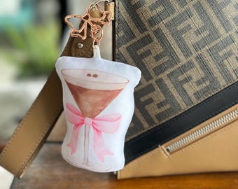 Espresso Martini Bag Charm – Coquette Pillow Puff Keychain
