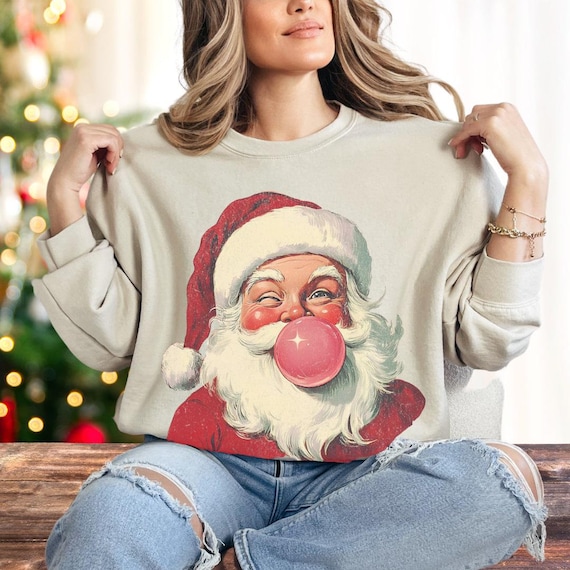 Santa Blows Bubblegum Distressed Unisex Sweatshirt Funny