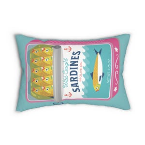 Sardines Can Lumbar Pillow - Tinned Fish Throw Pillow - Cute Sardine Art Print - Trendy Coastal Style image 10