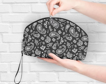 Elegante neceser de cachemira - Elegante neceser tipo bandana para amantes de la belleza - Accesorio de viaje vaquera
