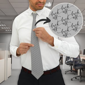 Fuck Off Pattern Neck Tie - Hidden Swear Words
