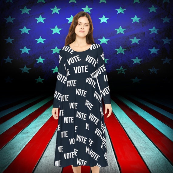 VOTE Dress Women's Long Sleeve Midi Dress - Presidential Election