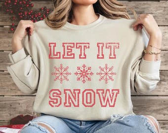 Sudadera unisex desgastada Let It Snow: suéter navideño para el invierno