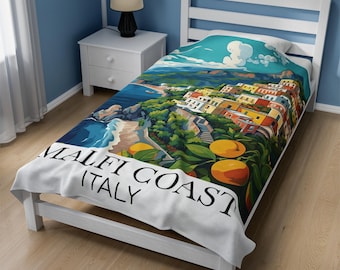Amalfi Coast Plush Blanket - Velveteen Cozy Italy Throw - 3 Sizes